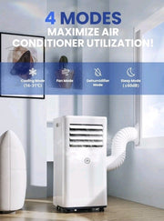 Portable Air Conditioner 9000 BTU 4-in-1 Dehumidifier Cooling Fan Remote Control