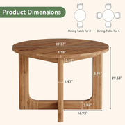39.4'' Round Solid Wood Dining Table Modern Kitchen Dinner Table for 2-4 People