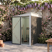 6 x 4 FT Garden Storage Shed Lean to Metal Outdoor Tool House with Lockable Door