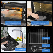 OYAJIA Mini Oven Toaster Grill Tabletop Compact Portable Baking Cooker 28L 1500W