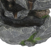 Multi-Tiers Rock LED Water Feature Garden Fountain Solar Powered Outdoor Statues