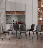 4X Dining Chairs Set Faux Suede Leather Padded Seat Metal Legs Kitchen Office