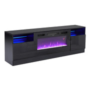 70inch Black TV Stand Cabinet Electric Fireplace Unit 12 LED Colour Fire Flame