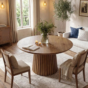 Round Solid Wood Dining Table for 4-6 Person 47.24 Inch Farmhouse Kitchen Table