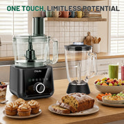 Mixer Food Processor Chopper, Stainless Steel Blender 2.5L+1.5L Timer 11 Speed U