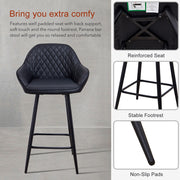 Set of 2 Bar Stools PU Leather Seat Bar Chair for Home Breakfast Kitchen Counter