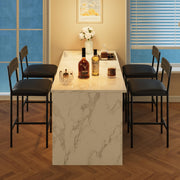 Set of 4 Black Faux Leather Bar Stools High Back Kitchen Breakfast Counter Chair
