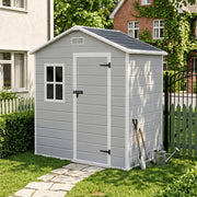 Grey Wood Grain Plastic Garden Shed 6x8 6x6 5x3 Outdoor Tool Bike Storage House