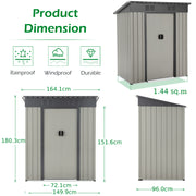 3X5/8X6FT Outdoor Garden Storage Shed w/Sliding Doors Galvanised Metal Grey