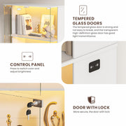 Glass Display Cabinet with Doors and LED Lights – 4-Tier Curio Storage Cabinet