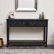 Large Black 2 Drawer Console Table storage shelf vintage furniture hallway