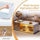 Led Coffee Table With 2 Drawer Storage, High Gloss Coffee Table For Living Room
