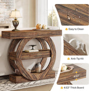 41.34'' Farmhouse Wooden Narrow Console Table with Storage Shelves for Entryway