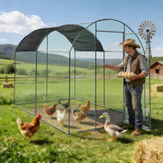 2X3M Walk In Chicken Run Coop Large Outdoor Pen Metal Duck Hen Poultry Cage Shed