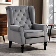 Accent Armchair Home Furniture Retro Tufted Club Fabric Light Grey