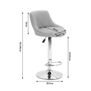 3Pcs Bar Stools Faux Leather, Black Grey Silver Red White Kitchen Breakfast Bar