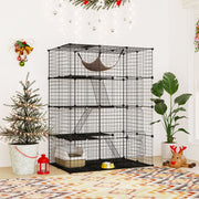 4-Tier Large Cat Cage 143cm Indoor Enclosure With Hammock