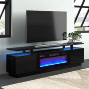 70Inch TV Stand Cabinet High Gloss Electric Fireplace Unit with 12 Colour Flame