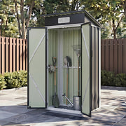 Metal Garden Shed 3X2FT Pent Roof Outdoor Tool Storage House with Lockable Door