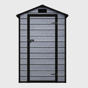 4X3FT Plastic Garden Shed Apex with Floor Window Lockable Door Wood Grain Grey
