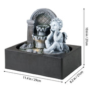 Feng Shui Water Feature Angel Indoor Tabletop LED Fountain Waterfall Home Decor