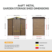 4 x 6ft Metal Garden Shed Outdoor Steel Storage Shed with Lockable Single Door