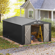 426cm x 300cm Outdoor Storage Shed Large Garden Tool House-Dark Gray