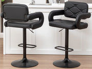 2 LARGE BAR STOOLS PLUSH SEAT GAS LIFT SWIVEL BREAKFAST KITCHEN BAR LARGE SEAT