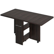 GARVEE Folding Dining Table for 4-6 Drop Leaf Table on Wheels Dark Walnut