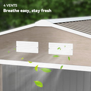 9 x 6FT Galvanised Garden Storage Shed with Sliding Door, Brown