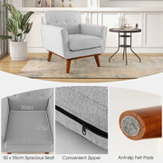 Modern Accent Chair Upholstered Linen Fabric Armchair w/ Cushion