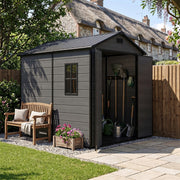 Grey Wood Grain Plastic Garden Shed 6x8 6x6 5x3 Outdoor Tool Bike Storage House