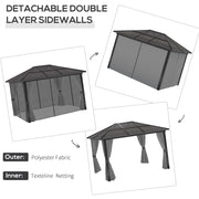 3.6 x 4m Aluminium Hardtop Gazebo Canopy with Polycarbonate Roof & Sidewalls