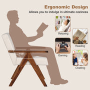 Modern Accent Chair Linen Fabric Armchair w/ Soft Padded Cushion Beige