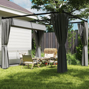 3 x 3(m) Pergola with Retractable Roof and Curtains, Light Grey