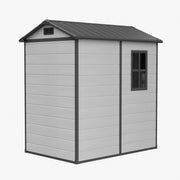 8x6 6x6 5x3 Plastic Garden Shed with Floor Window Lockable Door Wood Grain Grey