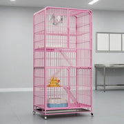 Cat Cage Wheels Metal Wire Cat Kennel Easy Pet Care Housing
