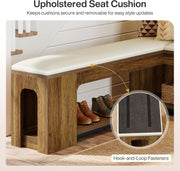 47.24'' Moden L Shaped Corner Bench with Removable Seat Cushion & 2-Tier Storage