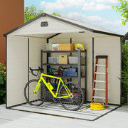 Outsunny 8 x 6ft Garden Shed Storage w/ Foundation Kit, Vents, Cream White