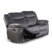 Brianna Manual Reclining Sofa Suite 3 Seater 2 Recline Grey fabric Plush Velvet