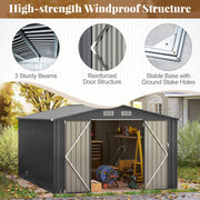 426cm x 300cm Outdoor Storage Shed Large Garden Tool House-Dark Gray