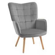Upholstered Tufted Wingback Armchair with Seat Padding, Grey