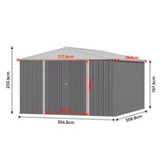 10 x 12 FT Galvanised Metal Steel Sheds Garden Storage Shed Ventilation w/ Door