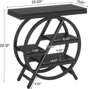 Industrial End Table for Living Room, 3-Tier Narrow Sofa Side Table with Storage