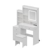 Dressing Table With 5 Drawers LED Mirror Set Makeup Desk Vanity Table Bedroom