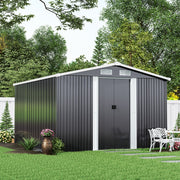 10x8FT Extra Large Garden Shed Metal Apex Roof Outdoor Storage With Door & Vent