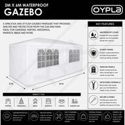 NEW! 3m x 6m White Waterproof Garden Gazebo Marquee Awning Party Tent