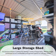 10x14FT Galvanized Metal Garden Shed Lockable Door Tool Storage shed, Anthracite
