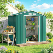 7 x 4ft Garden Shed Storage with Foundation Kit and Vents, Green