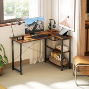 L-Shaped Computer Desk Study Workstation with 2 Shelves Refurbished